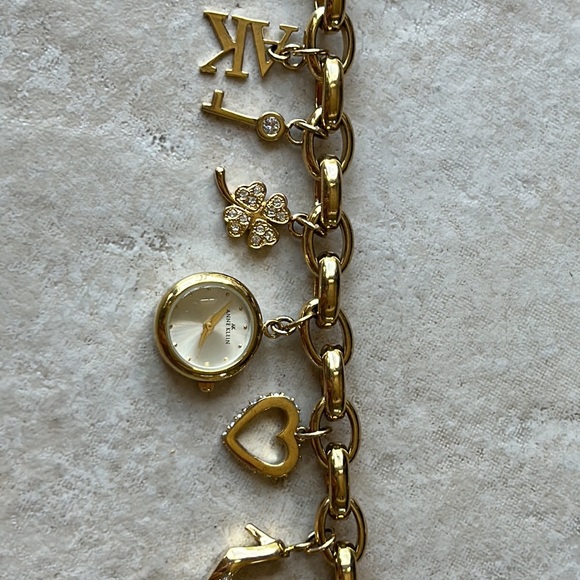 Anne Klein Women Crystal Accented Gold-Tone Charm Bracelet Watch, 10/7604CHRM - Picture 5 of 5